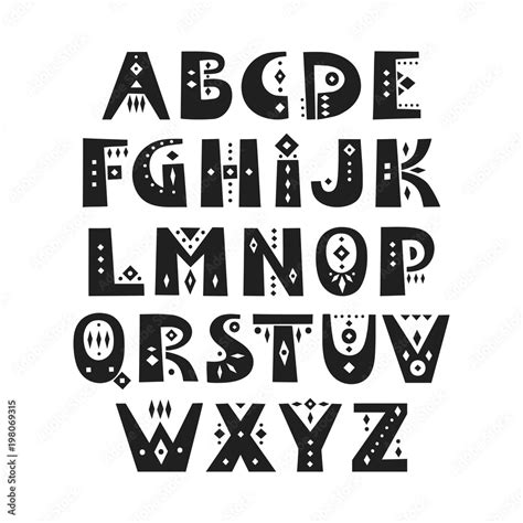 Vector Display Alphabet Set Of Capital Patterned Letters In African