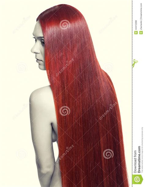 Woman With Long Red Hair Stock Photo Image Of Model 44412288