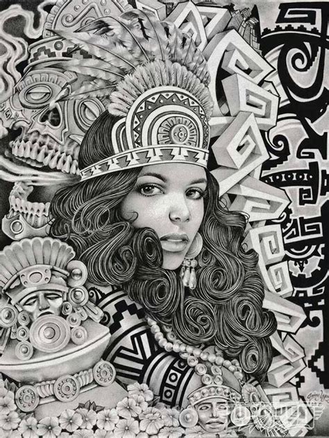 by mouse lopez aztec art lowbrow artwork aztec tattoo