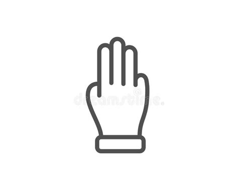 Three Fingers Hand Line Icon Click Palm Sign Vector Stock Vector