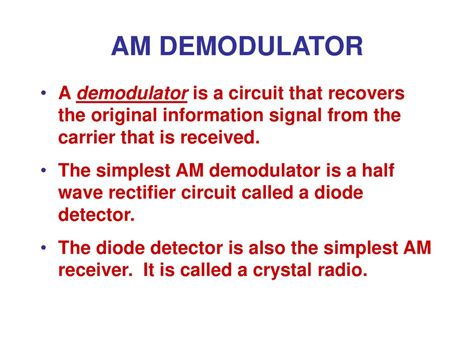 Amplitude Modulator And Demodulator Circuits Ppt Circuit Diagram