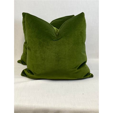 Bold Olive Cotton Velvet 22 Pillows A Pair Green Pillows Living
