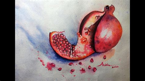 How To Paint Realistic Pomegranates In Watercolor Youtube