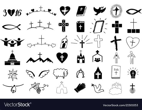 Set Of 42 Christian Icons Royalty Free Vector Image