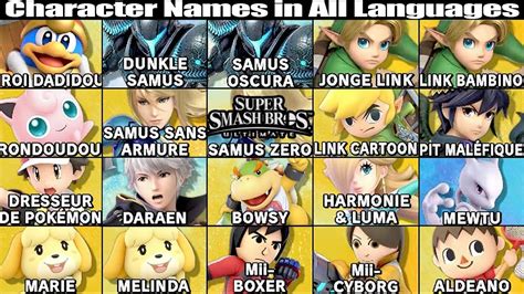 Super Smash Bros Ultimate Character Names In All Languages Youtube