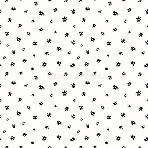 Star Pattern Background Cute Black And White Vector Seamless Repeat