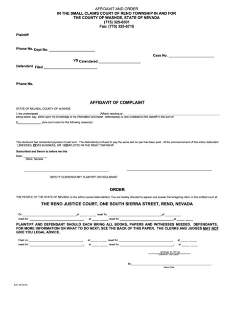 Rogers County Small Claims Affidavit Form 2023