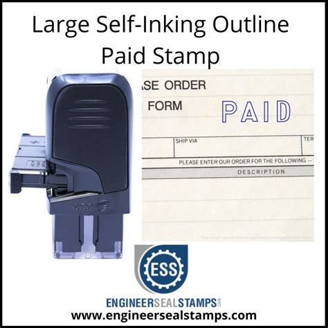 Large Self Inking Outline Paid Stamp Engineer Seal Stamps Medium