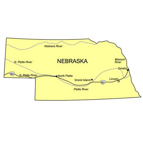 Nebraska Us State Powerpoint Map Highways Waterways Capital And