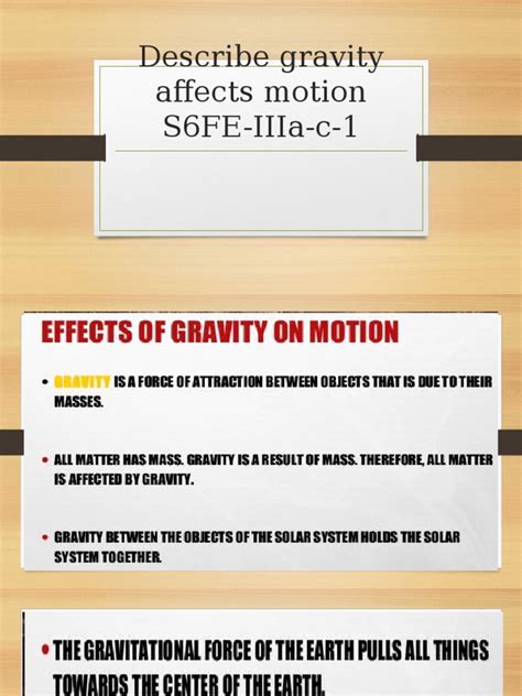 Describe Gravity Affects Motion S6fe Iiia C 1 Pdf