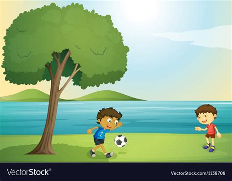 Kids Playing Football Royalty Free Vector Image