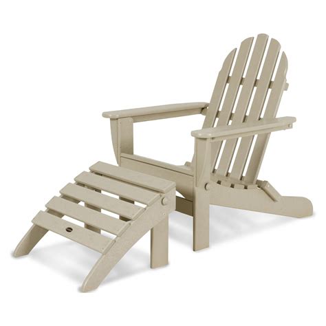 Polywood Classic 2 Piece Folding Adirondack Chair And Ottoman Set