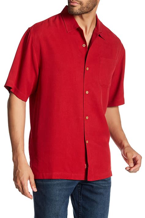 tommy bahama catalina original fit short sleeve silk shirt in red for men lyst