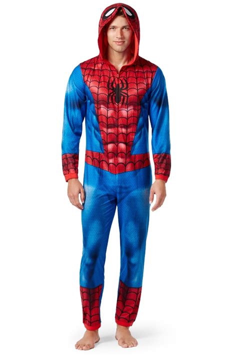 Halloweeen Club Costume Superstore Spider Man Adult Mens Onesie With Hood