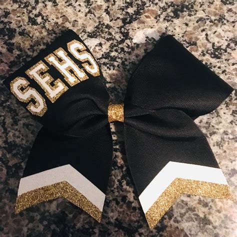 Cheer Bow With Chevron Tails And Outlined Name Fully Customizable Cheer Bow Team Cheer Bows