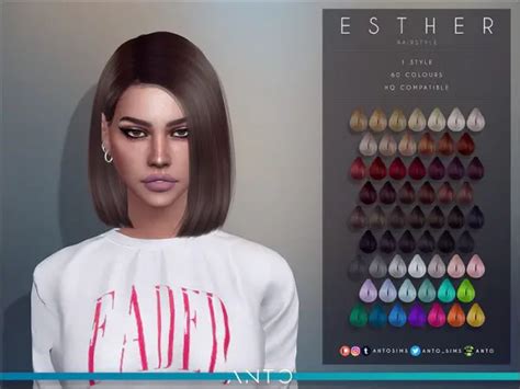 The Sims Resource Esther Hair By Anto Sims 4 Hairs