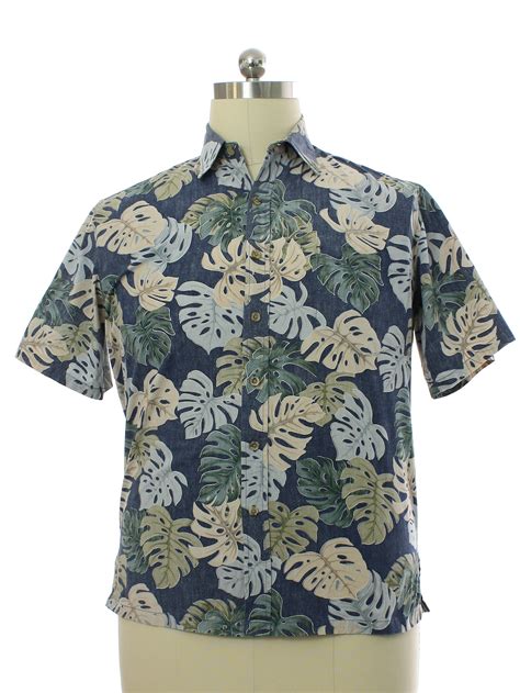 Hawaiian Shirt S Cooke Street Mens Dusty Blue Background Cotton