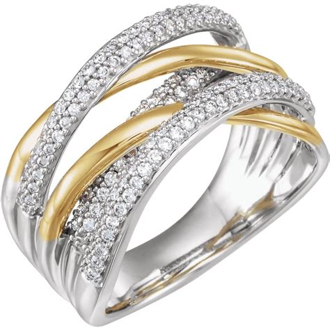 diamond2deal 14k two tone gold women 1 2 cttw diamond criss cross engagement ring size 7 for