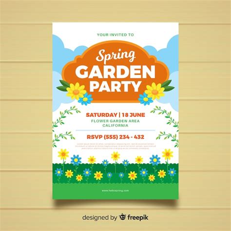 Free Vector Flat Spring Garden Party Poster