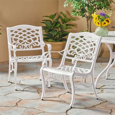 Pittman Outdoor Cast Aluminum Arm Chair Set Of 2 White