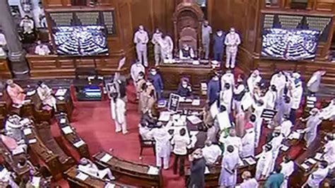 Lok Sabha Rajya Sabha Adjourned For The Day Amid Protest By Opposition Members