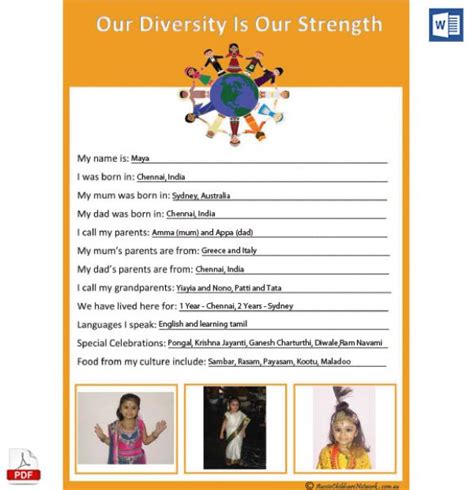 Harmony Day Template Parent Input Form Aussie Childcare Network