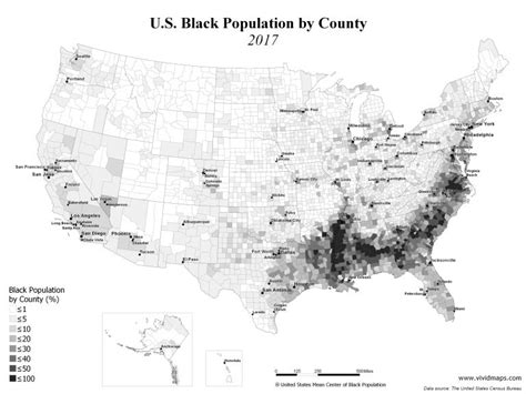 Us Black Population By County 1990 2017 Vivid Maps