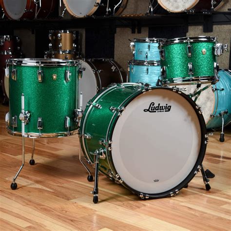 Ludwig Classic Maple 131622 3pc Drum Kit Green Sparkle Chicago