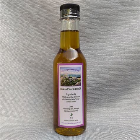 Pure And Simple Cbd Hemp Infused Olive Oil 5oz Rocky Knob Hemp Works
