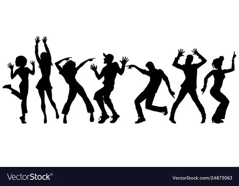 Silhouettes Collection Set Young People Dancing Vector Image