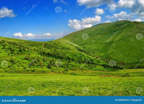 Green Lush Mountain Valley With Pathway Stock Photo Image Of Idyllic