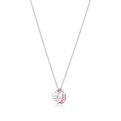 Return To Tiffany® Pink Double Heart Tag Pendant In Silver With A