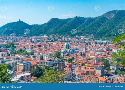 Aerial View Of Center Of Italian Town Como Stock Photo Image Of