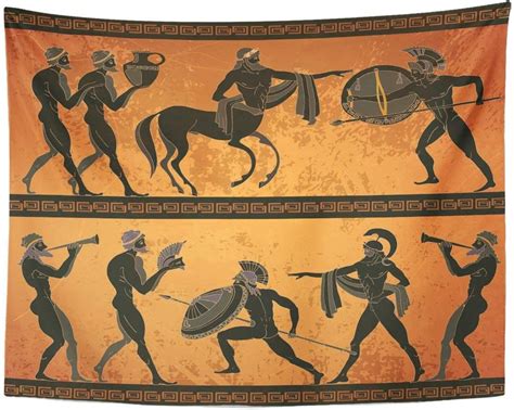 Tapestry Ancient Greece Scene Black Figure Pottery Greek