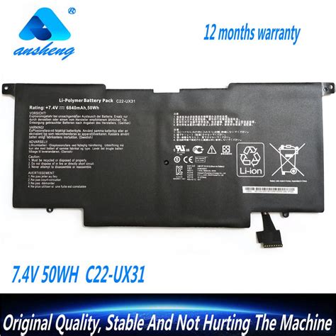 Genuine 74v 50wh C22 Ux31 C23 Ux31 Laptop Battery For Asus Zenbook