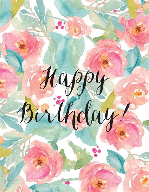 Happy Birthday Floral Watercolor Card Birthday Cards