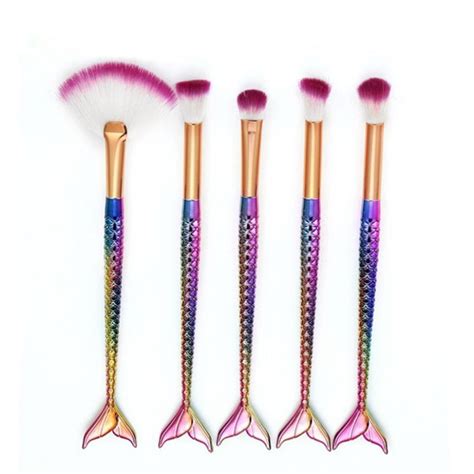 Fony New 5pcs Fish Scale Cosmetic Makeup Brushes Set Professional