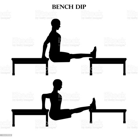 Bench Dip Exercise Strength Workout Vector Illustration Silhouette