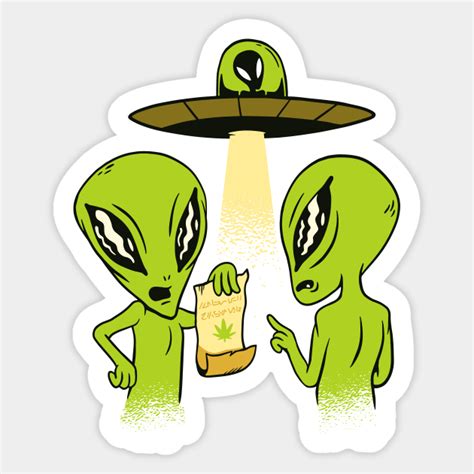 Aliens Searching For Weed Funny 420 Cannabis 420 Weed Sticker