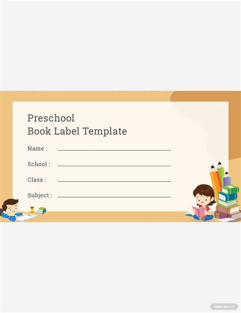 Preschool Book Label Template In Word Psd Download