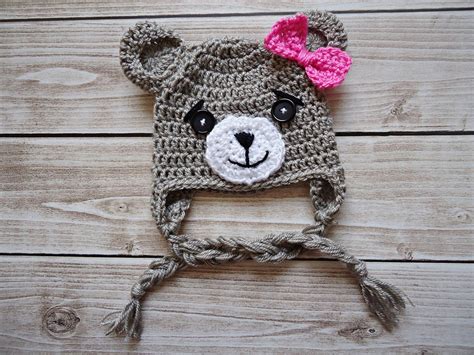 Crochet Teddy Bear Hat Newborn Bear Hat Baby Teddy Bear Etsy