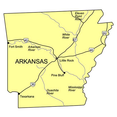 Arkansas Us State Powerpoint Map Highways Waterways Capital And