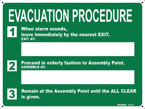First Aid Evacuation Procedure Sign Westland Workgear