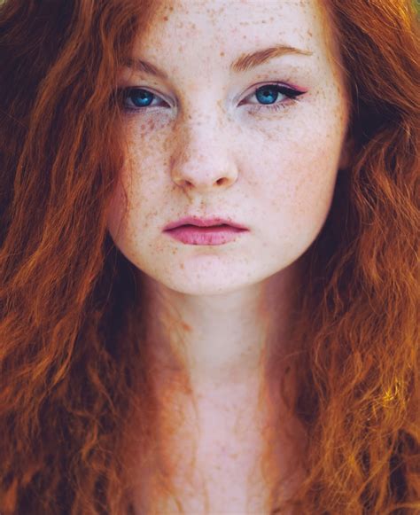 Wallpaper Face Women Redhead Long Hair Blue Eyes Portrait