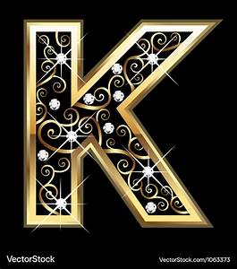 K Gold Letter With Swirly Ornaments Royalty Free Vector