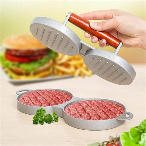 Smartware Double Burger Press Patty Maker Non Stick Hamburger Mold With For Bbq Kitchen Tool