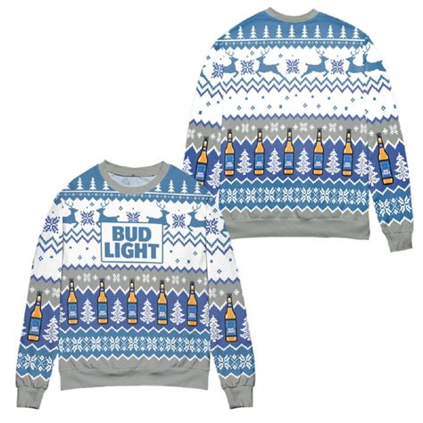 Pixel Bud Light Reindeer And Snowflake Ugly Christmas Sweater Teeuni