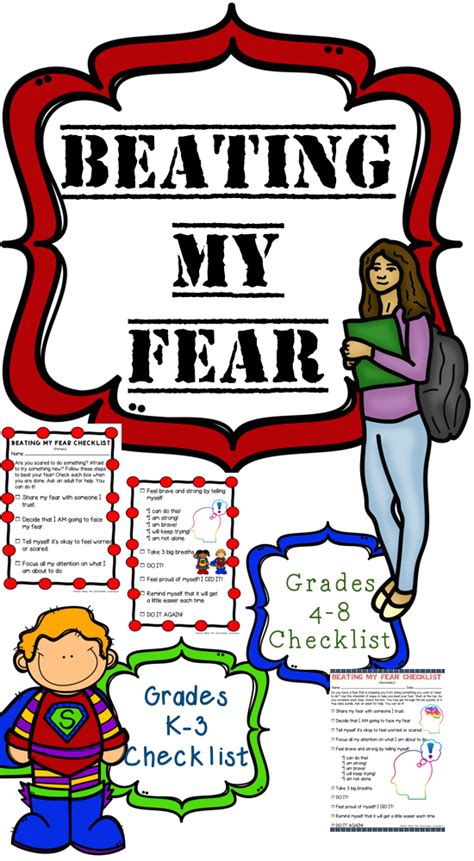 Beating My Fear Checklist White Background Coping Skills Activities