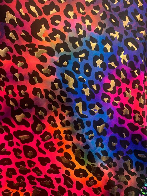 Metallic Leopard Design Print On Tie Dye Spandex 4 Way Stretch Etsy