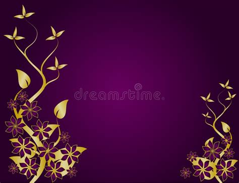 Purple And Gold Abstract Floral Background Vector Stock Vector